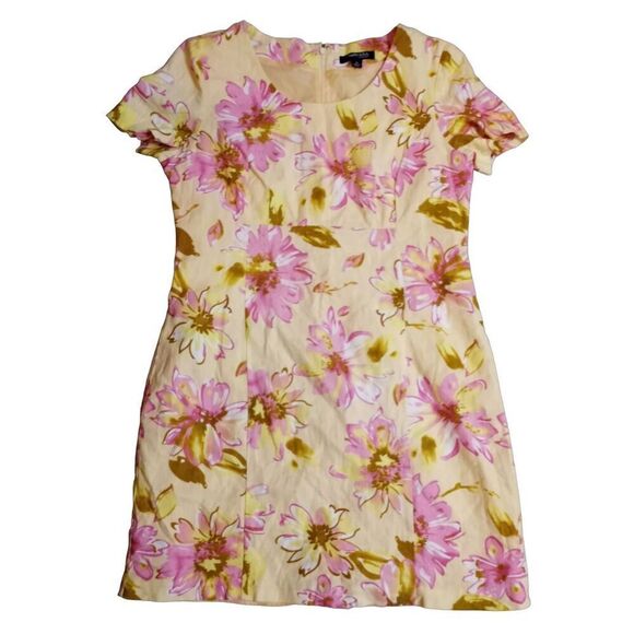 Chadwick's of Boston Floral Midi Dress Yellow/ Pink Size 12 - Picture 1 of 12
